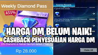 KABAR GEMBIRA! HARGA DIAMOND BELUM NAIK! EVENT CASHBACK TOP UP PENYESUAIAN HARGA DIAMOND MLBB