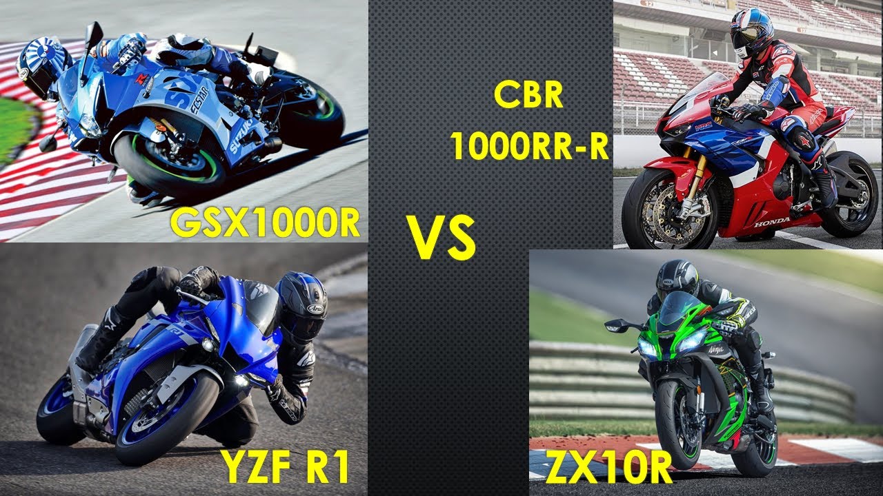 YAMAHA YZFR1 2020 vs KAWASAKI ZX10r vs SUZUKI GSX1000R vs HONDA