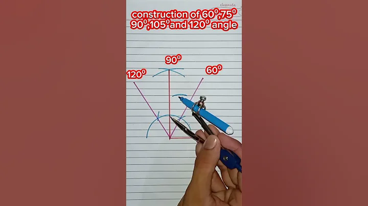 construction of 60⁰,75⁰,90⁰,105⁰ and 120⁰ angle using compass #construction #compass