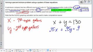 solving a percent mixture problem using a system of linear equations