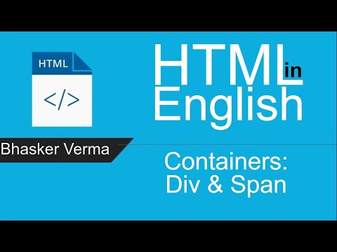 HTML tutorial for beginners in English #33| Div and Span tags. Containers: Division & Span