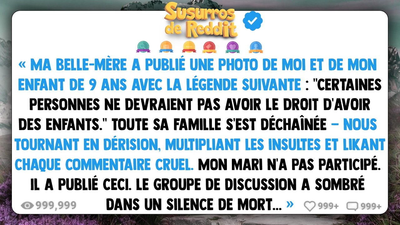 Ma belle-mère a publié une photo de moi et de mon enfant de 9 ans avec la légende suivante...