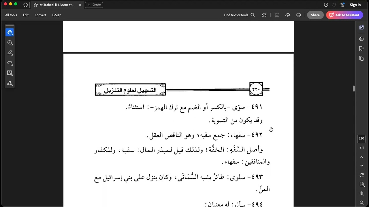 Quraanic Vocabulary (Ghareeb al-Quraan) from at-Tasheel | Class 26 - The Letter Seen (السِّينُ)