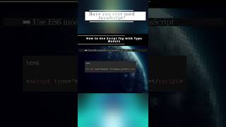 🧬 JavaScript 🧬 How to Use Script Tag with Type Module 🧬 #shorts #KGRDevShorts #HowToJavascript