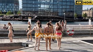🇩🇰Islands Brygge Harbour Bath Beach Copenhagen, Tourist attraction, 4K Walking Tour, june 2022#HRD