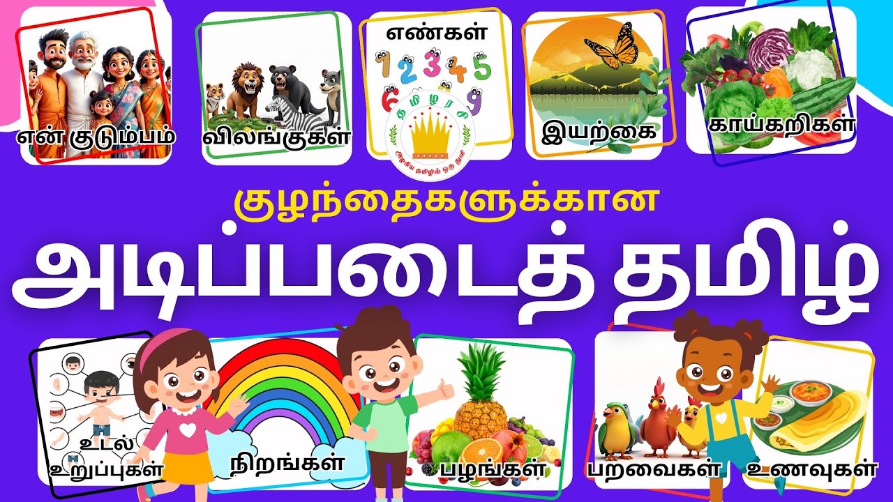 குழந்தைகளுக்கான அடிப்படைத் தமிழ் | Learn Basic Tamil words for Kids| Tamilarasi