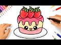 HOW TO DRAW A KAWAII STRAWBERRY CAKE ????????