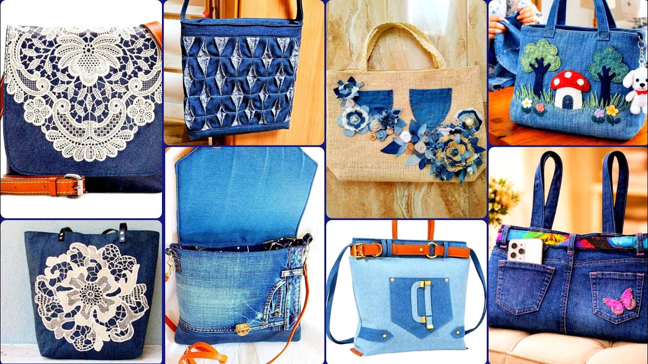 Fabulous and elegant denim patchwork recycling shoulder handbags collection 