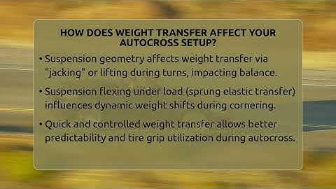 How Does Weight Transfer Affect Your Autocross Setup? - Car Performance Pros