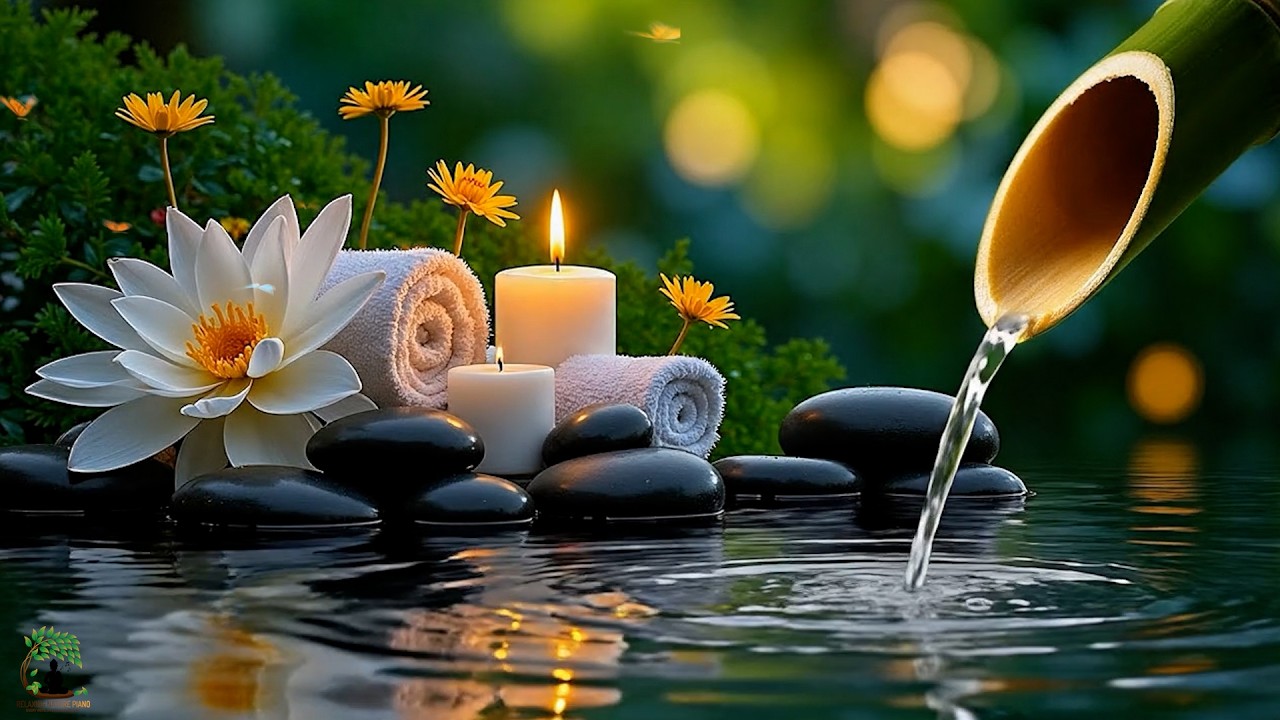 Soothing Spa Piano Music 🌿 Relaxing Sleep & Nature Sounds, Bamboo Water Fountain Calm Music, Spa