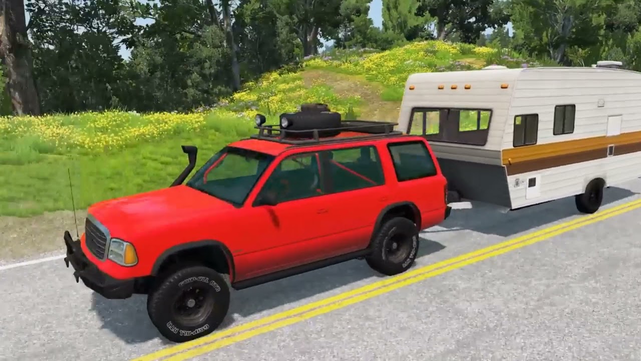 Rock Bridge Car Rescue - Cars Vs Deep Rivers - BeamNG.Drive