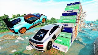 Cars VS Dangerous Ramp Parkour Challenge #4 - BeamNG Drive