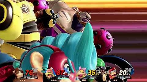 Super Smash Bros. Ultimate (Donkey Kong Vs. Min Min Vs. Wendy Vs. Diddy Kong)