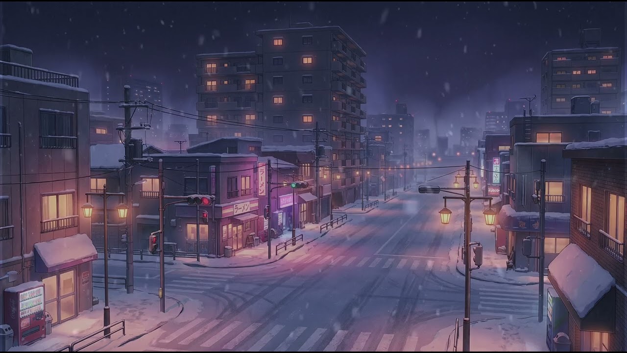 4 A.M. Snowy Neon City ❄️🌃 – calm anime lofi ambience