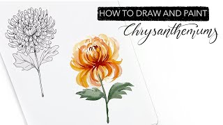 Watercolour Chrysanthemums - How To Draw And Paint NOVEMBER'S Birth Month Flower