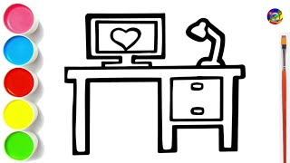Drawing of a Laptop Desk, Painting d Colouring for Kids and Toddlers, Nursery Rhymes screenshot 5