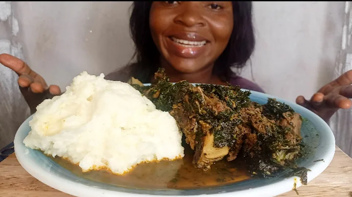 ASMR Afang Soup Goat meat With Yam Fufu Mukbang