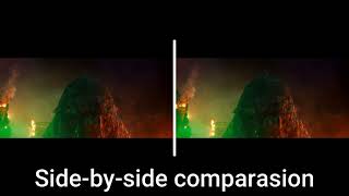 Normal Godzilla vs Kong roar vs Jurassic Park version - sid by side comparasion