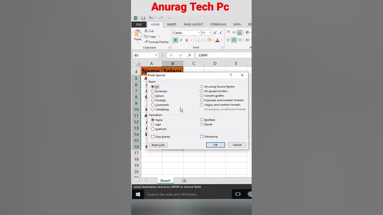 how to use paste special in Excel excel YouTube