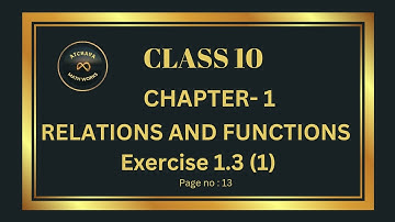 Exercise 1.3 (1) | TN Class 10 Maths | Chapter - 1 Relations and Functions |