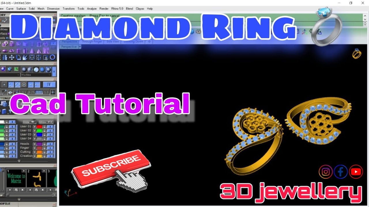 how to make 3d ring in matrix 9.0 | gemvisionmatrix | 3djewellerydesign ...