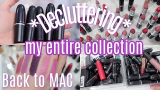 HUGE MAC LIPSTICK DECLUTTER ... Taking full advantage of the Back to MAC program & lots of swatches