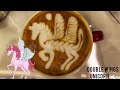 Latte art  double wings standings unicorn   unicorn  barista  coffee  latte
