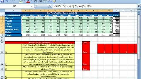 Highline Excel Class 08: 3-D Cell References Add Across Sheets