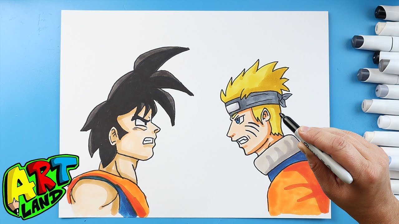 Drawing Goku + Naruto #goku #naruto #drawing #desenhando #draw #fusão 