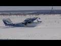 The plane lands on the snow without skis!