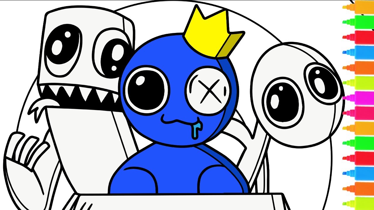 Blue Walking Rainbow Friends Roblox Coloring Page for Kids - Free