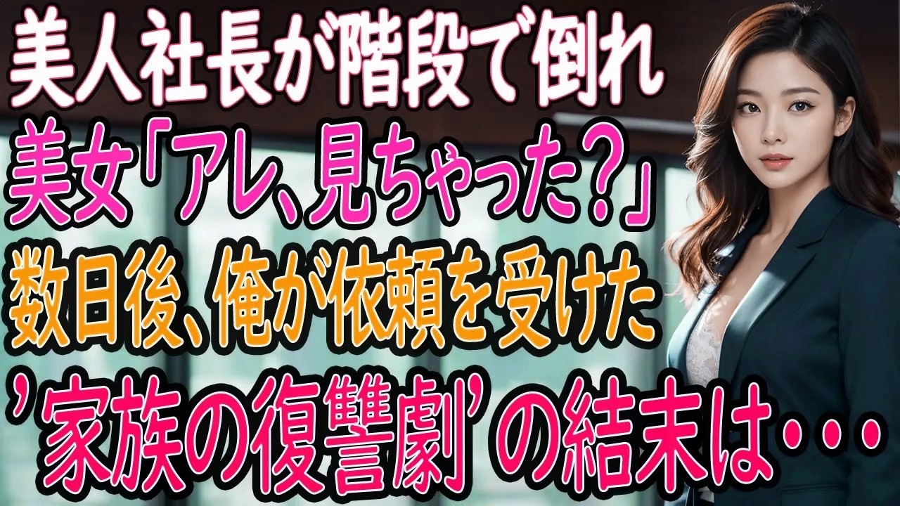 【馴れ初め 感動】美人社長が階段で倒れ、俺は彼女の秘密を知ってしまう。美女「アレ…見たのね？」そして数日後、まさかの依頼が。俺が巻き込まれた“家族の復讐劇”の結末とは【いい話・朗読・泣ける話】