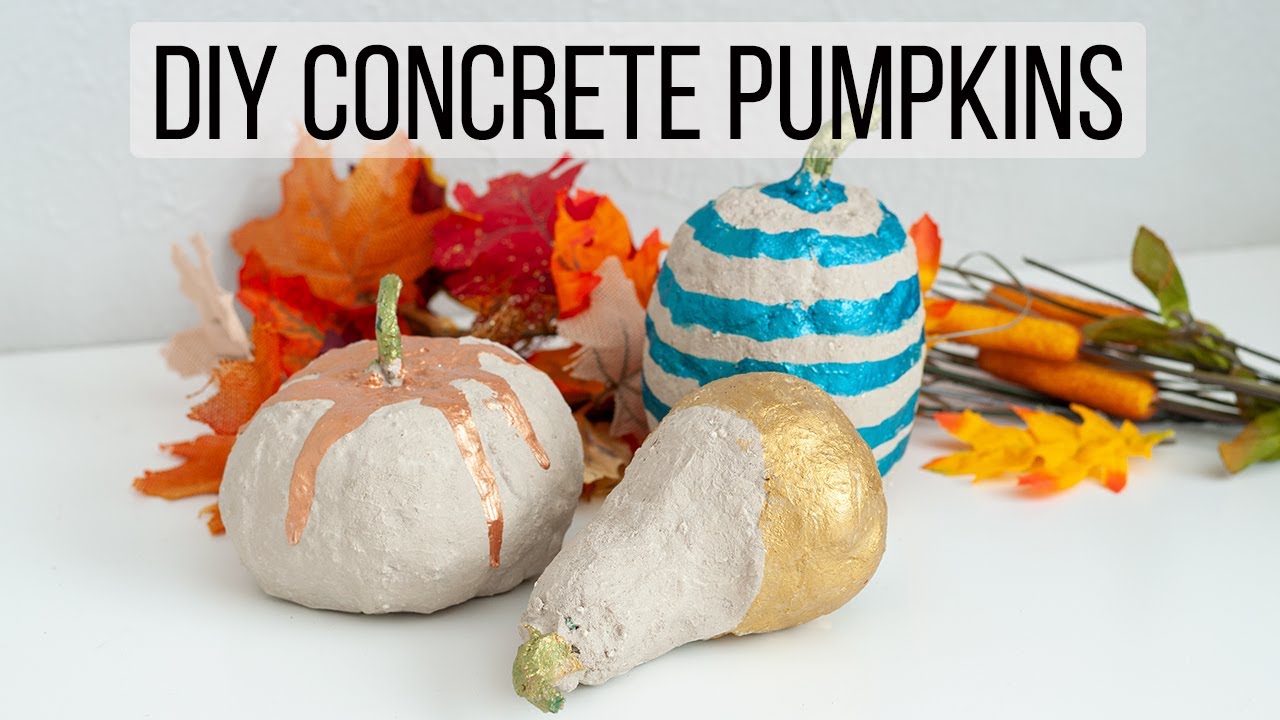 Dollar Store Pumpkin Project - DIY Concrete Pumpkins - Anika's DIY Life ...
