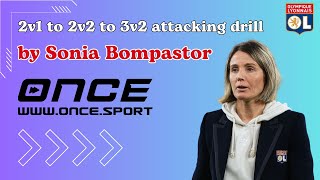 Lyon Féminin - 2v1 to 2v2 to 3v2 transition attack by Sonia Bompastor