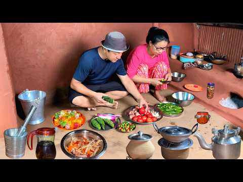 Delicious Village Style Food Recipe : Bhindi Masala Fry & Bitter Gourd Recipe, Dal with Rice
