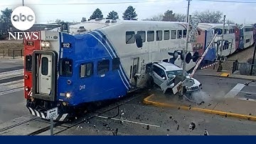 Train slams into SUV moments after Utah driver escapes vehicle