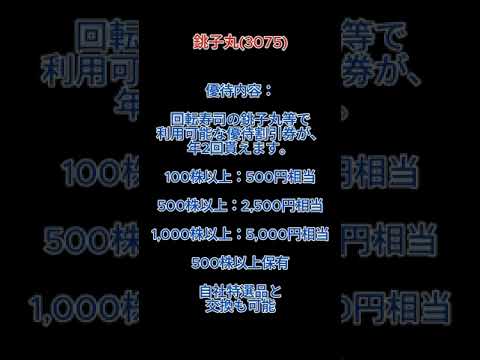 【株主優待】回転寿司 銚子丸 (3075)