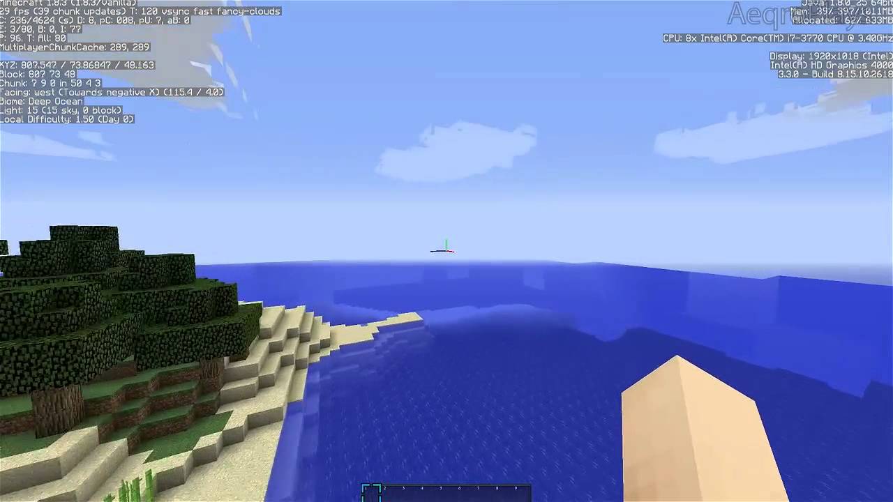 Minecraft 1.8.1 Seed: Island Survival (2 Ocean Monuments, Submerged Stronghold at Spawn)