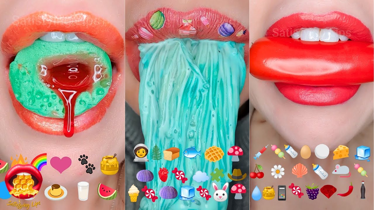 30 Minutes Sleep Relax Satisfying ASMR Eating Emoji Food Compilation Mukbang 먹방
