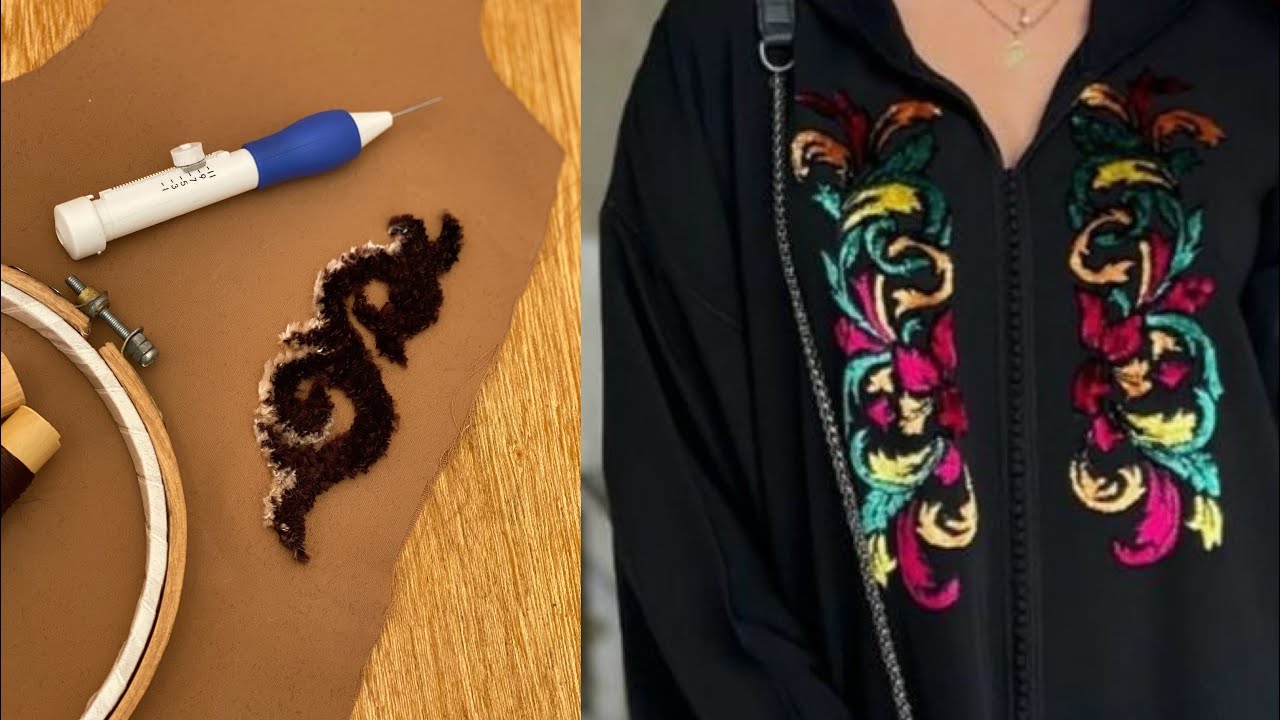 التطريز بالإبرة الشرقية مع طريقة اخد القيسات لوضع الرسمة علا الجلباب او القفطان Needle embroidery