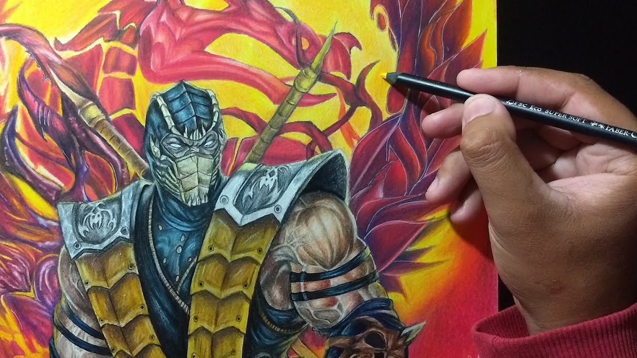 desenhando o Scorpion - Drawing Scorpion Mortal Kombat