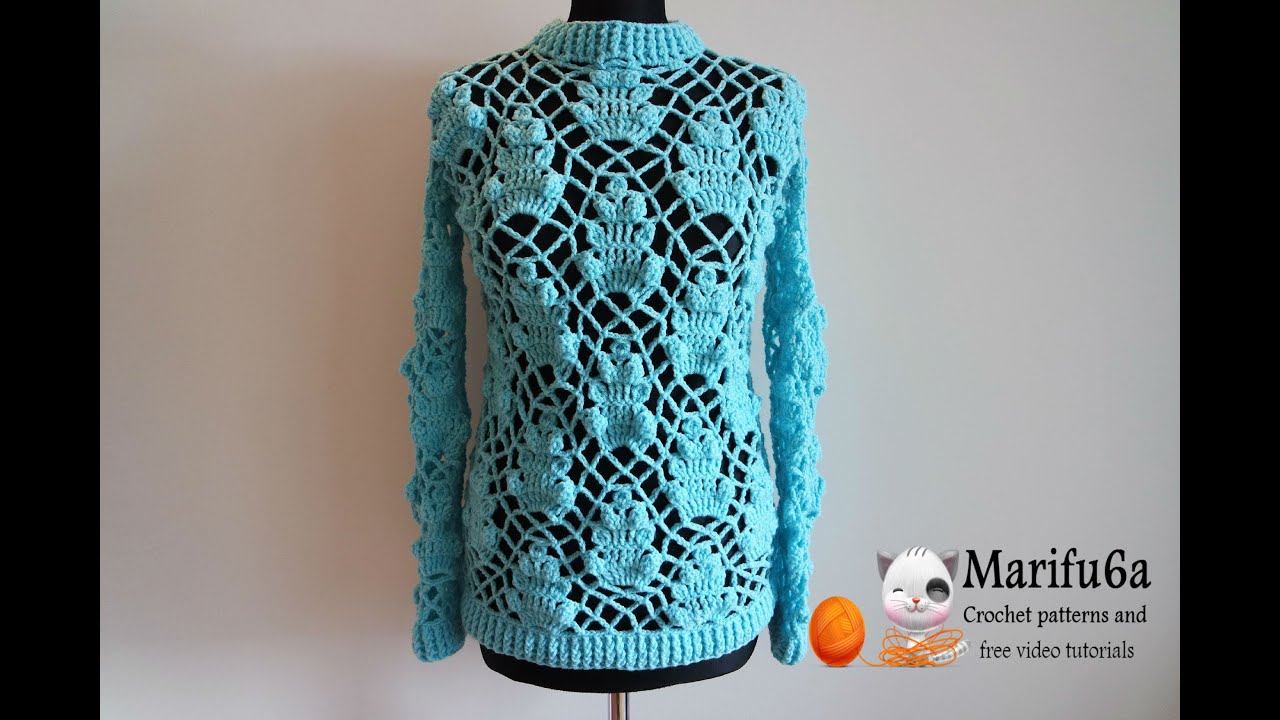 how to crochet lace pullover sweater tunic  by marifu6a