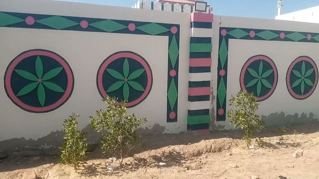 Colorful house wall design make with plaster