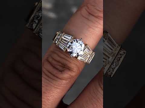 Square & Baguette Lab Grown Diamond Engagement Ring Setting, 1.6ct ring video