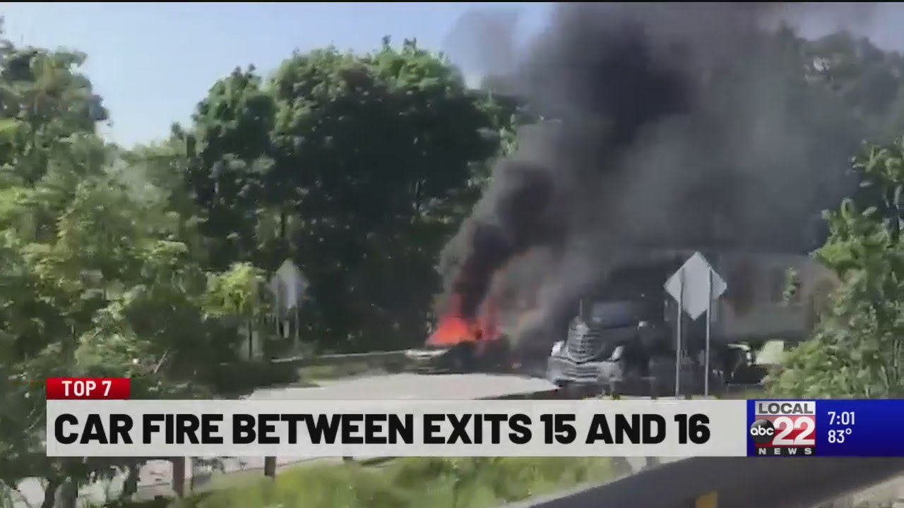 Car goes up in flames on Interstate 89 - YouTube