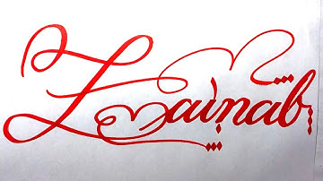 Zainab Name Signature Calligraphy Status | How to Cursive write with cut Marker #zainab @Zainab