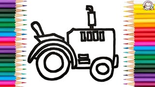 How To Draw Tractor 🚜||Kid's Tractor Drawing Colouring||Step By Step Tractor Drawing Colouring||