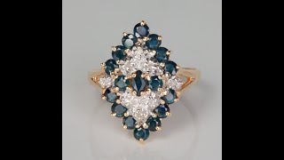 ESTATE - 14K Yellow Gold Sapphire and Diamond Ring 1.50cts