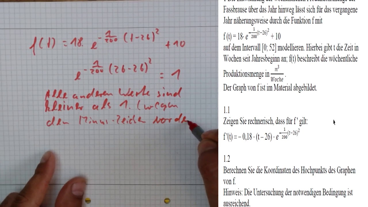 Mathe Abitur Hessen Aufgaben Abitur Mathematik Grundkurs Hessen 2019 B2 Analysis Aufgabe 1.3 - YouTube