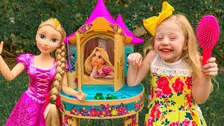 Nastya plays with a magic beauty Rapunzel's salon  doll